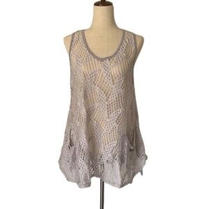Simply Couture Boho Lace Mesh Dress Cover Up XL Romantic Fairy Artsy Resort EUC